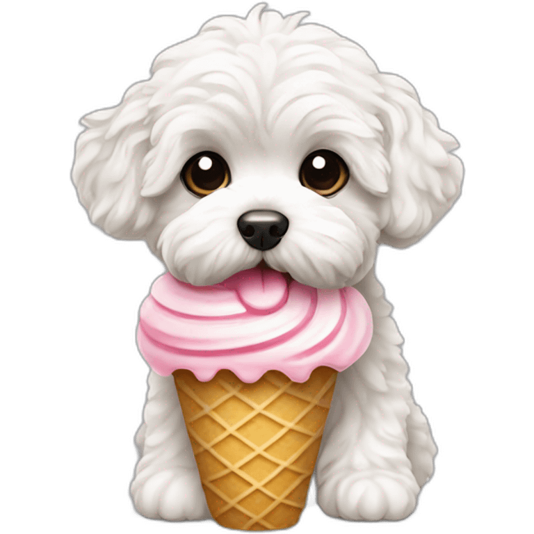 Maltipoo eating ice cream emoji