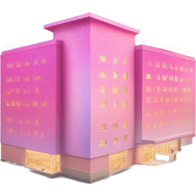 Pink ombre hospital building with glitter emoji