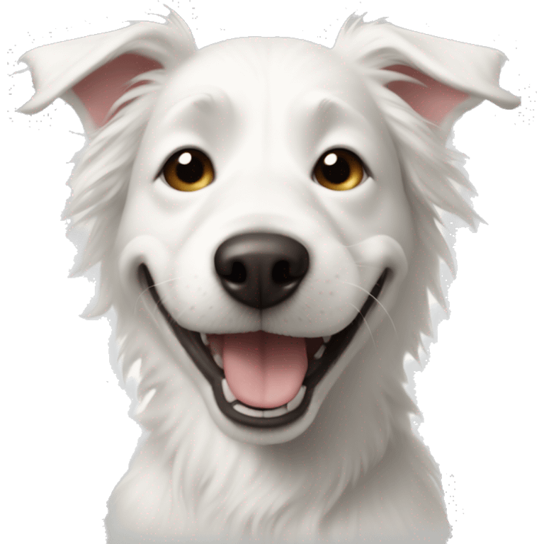 skinny smiling meme white dog  emoji