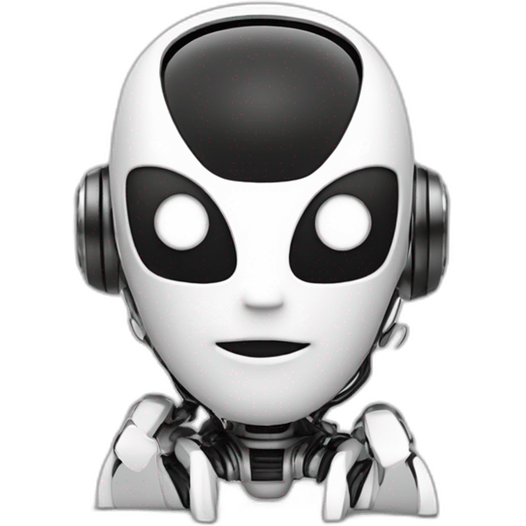 alien titanium ai Chatbot black and white with circuit leaf logo emoji