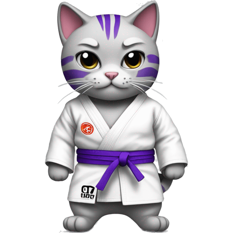 jiu-jitsu cat with purple belt emoji