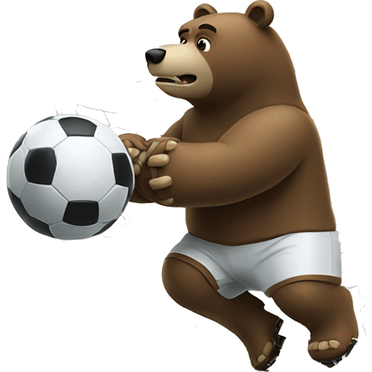 A bear how Shot a Football in a goal but he miss The goal  emoji