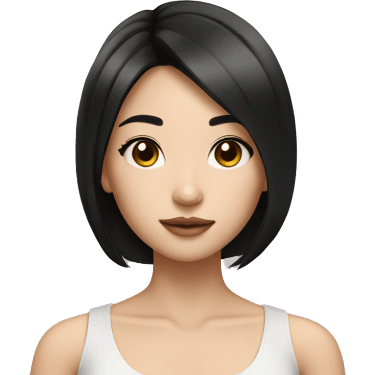 Asian girl with black straight hair some makeup clean girl emoji