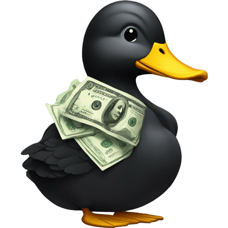 black duck with money emoji