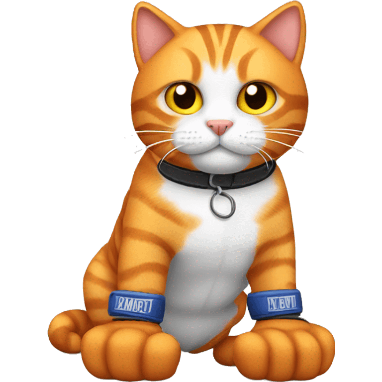 Orange tabby with boxing gloves emoji