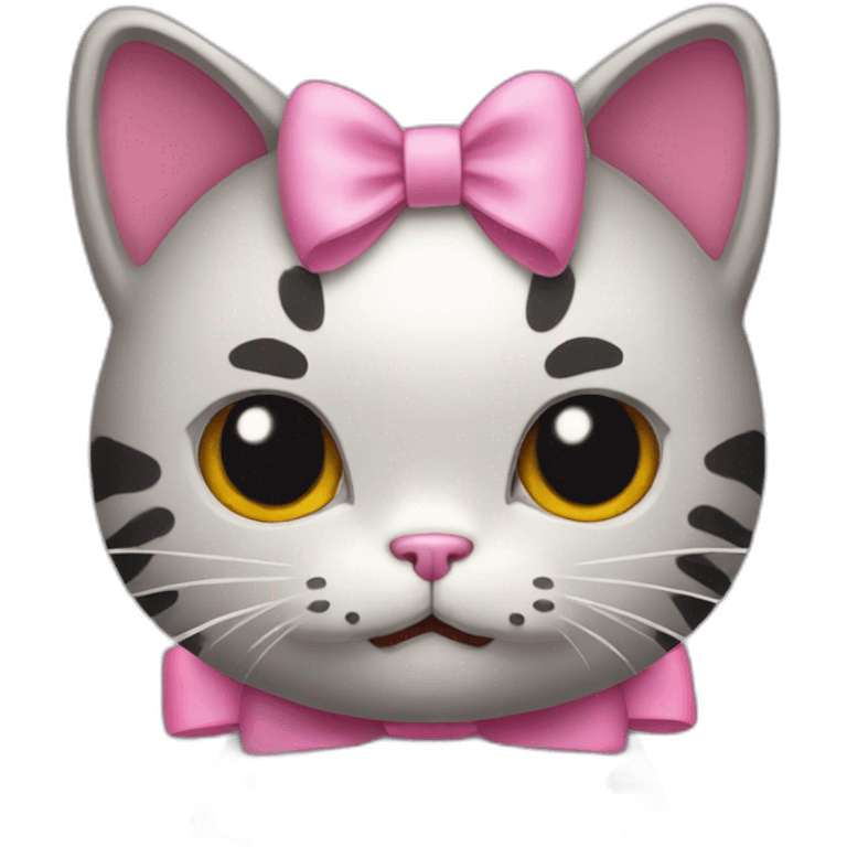 cat hello kitty with pink bow emoji