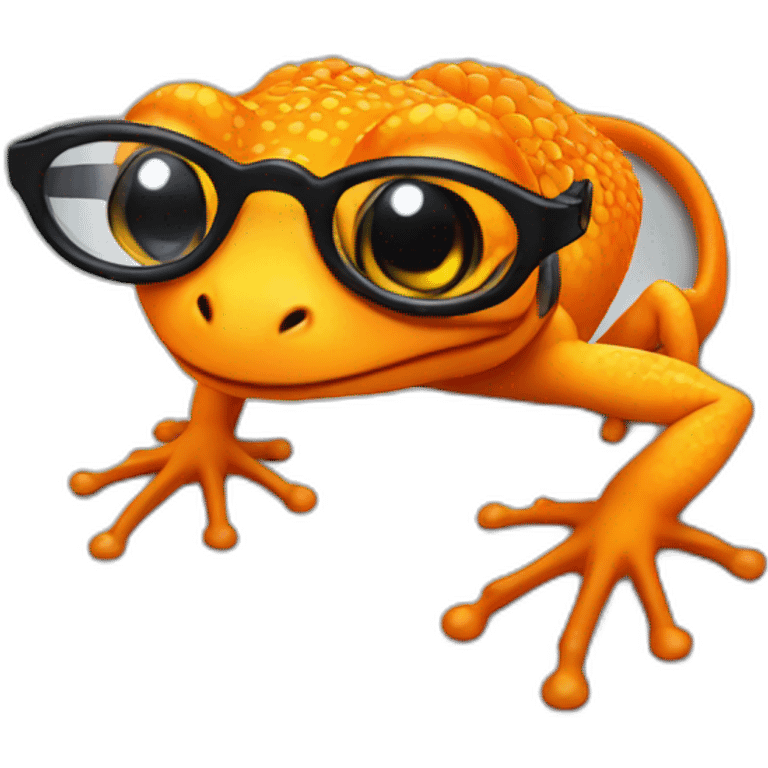 orange gecko with glasses emoji