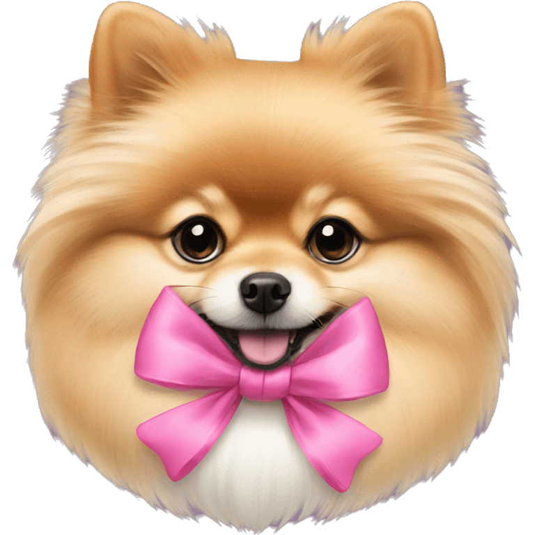 A Pomeranian with pink bow emoji