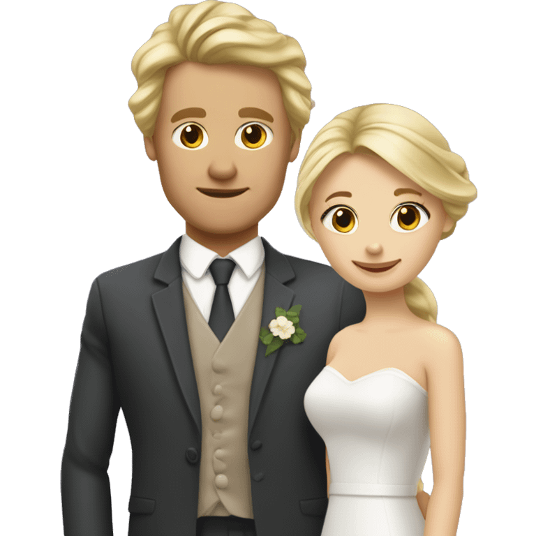 Blonde Frau lange Haare und Mann mit Anzug braune Haare und Bart heiraten emoji