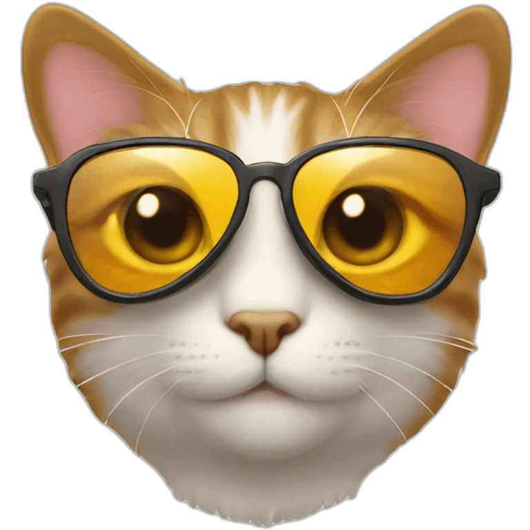 Un chat avec des lunettes de soleil en forme de cœur  emoji