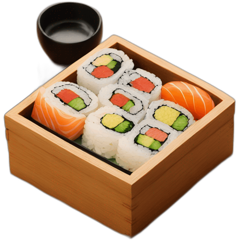 sushi bento wooden box emoji