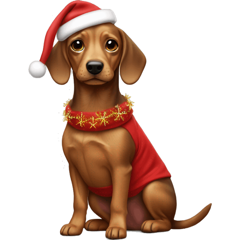 Dog wearing chrismast colthes ( teckel ) emoji