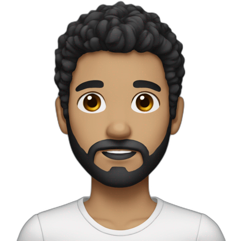 boy with brown eyes big nose black hair and black beard and white boty emoji