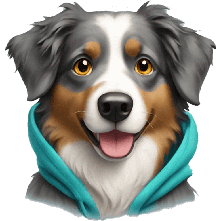 Australian shepherd wearing hoodie emoji