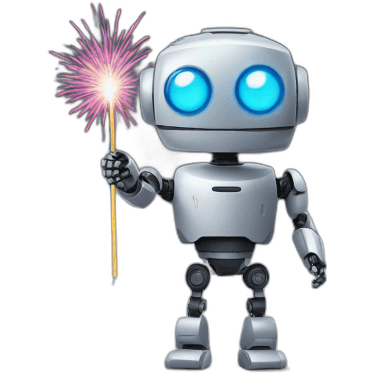 robot holding fireworks stick emoji