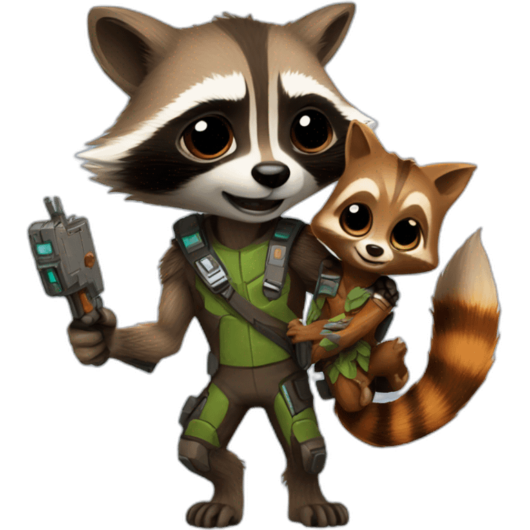 rocket racoon and groot emoji