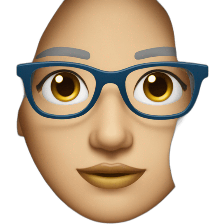 Brune au yeux bleu avec lunette emoji