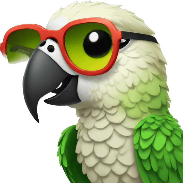 A parrot wearing sunglasses and standing on a tree. emoji