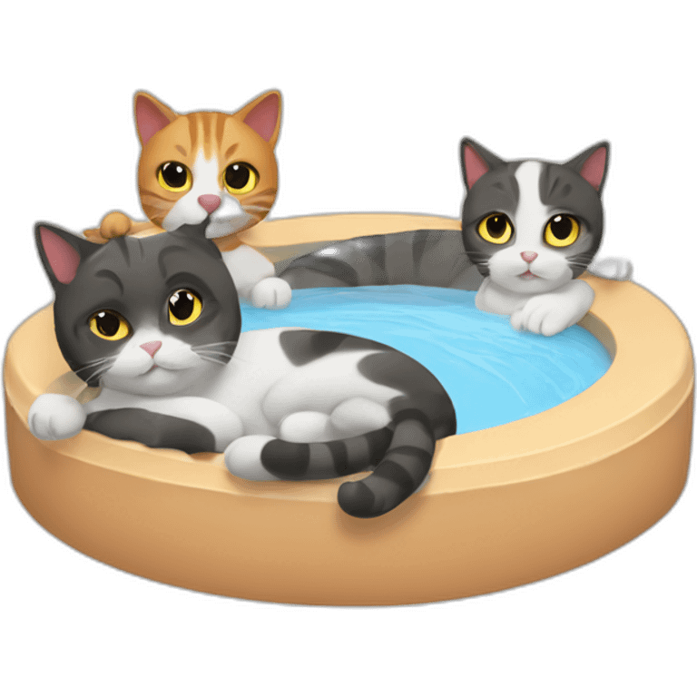 Cat chilling with other cats in a jacuzzi  emoji