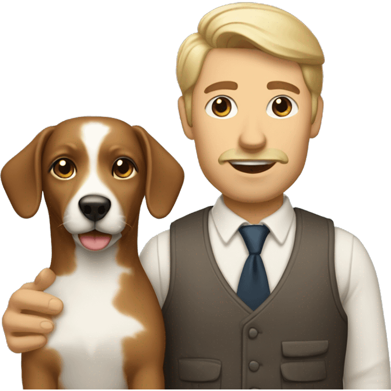 husband and wife with small white and brown dog emoji