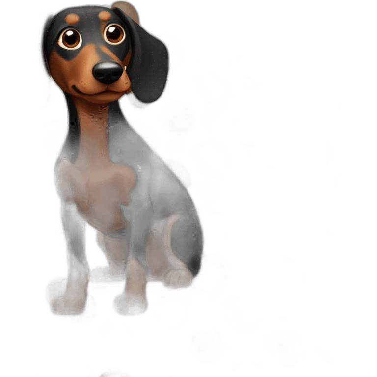 black and brown arlequin sausage dog emoji