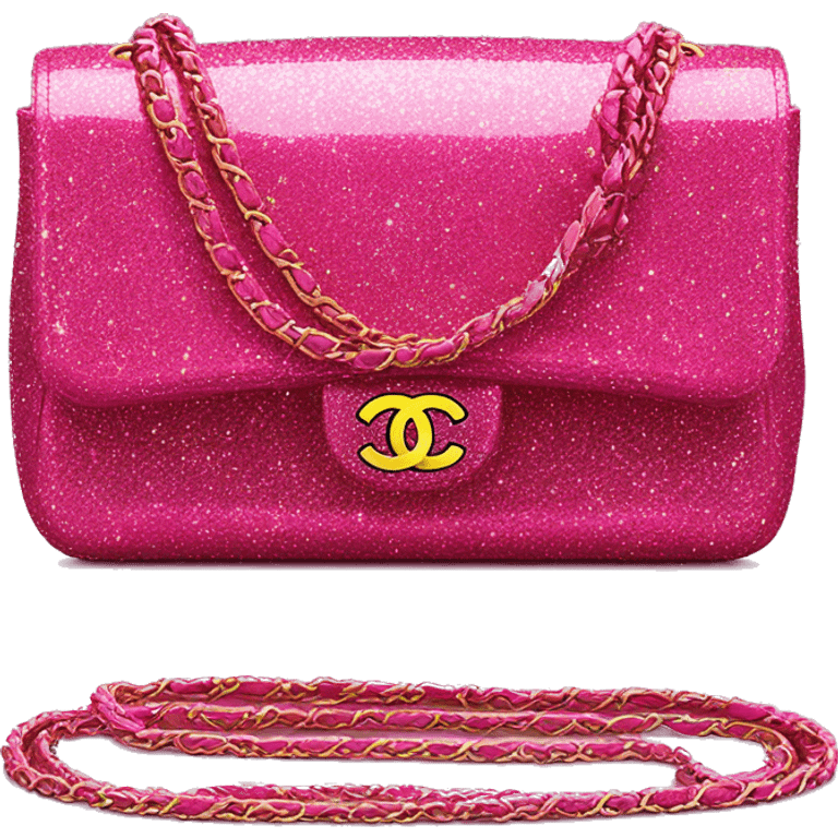 Chanel classic flap bag hot pink sparkle glitter no reflection emoji