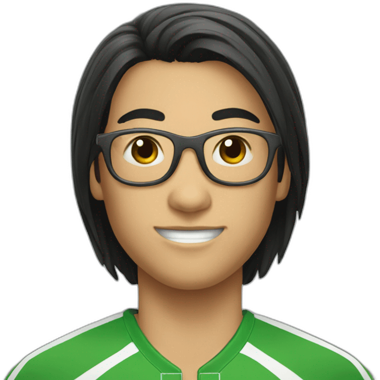 table tennis player with racket dark hair emoji