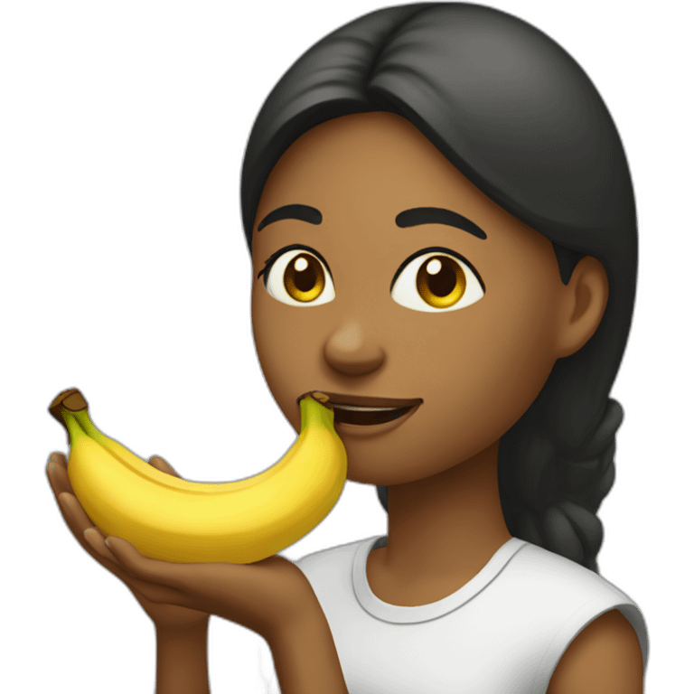 Profile of a Woman eating banana emoji