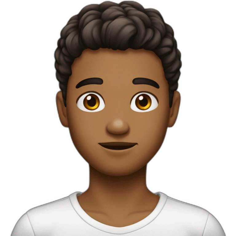 Garçon cheveux noirs court lisse yeux bruns foncés emoji