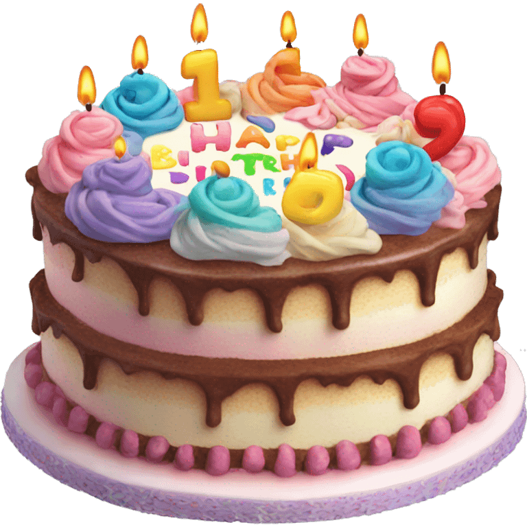 Happy birthday cake colorful emoji