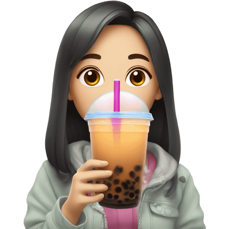 girl drinking bubble tea emoji