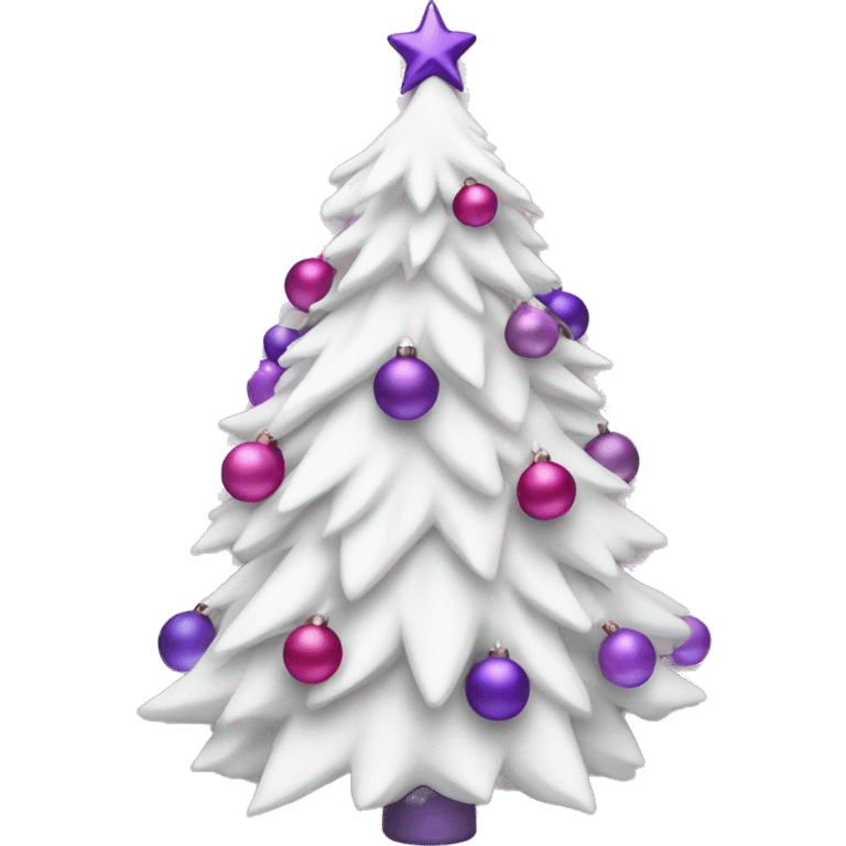 white christmas tree with pink and purple ornaments emoji