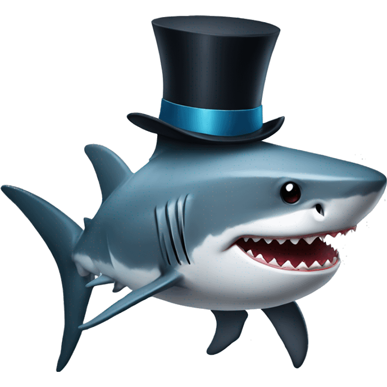 Shark with a top hat emoji