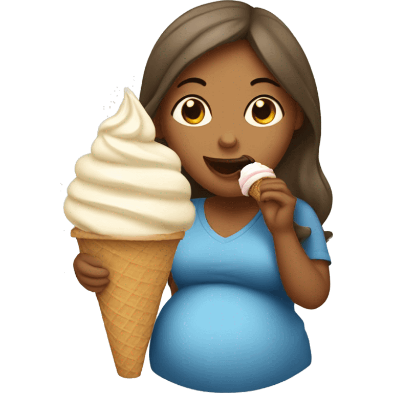 pregnant woman licking ice cream cone emoji