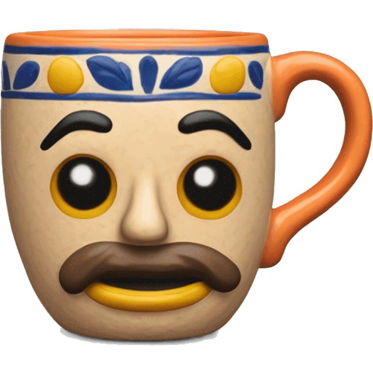 Realistic clay talavera mug isolated.  emoji