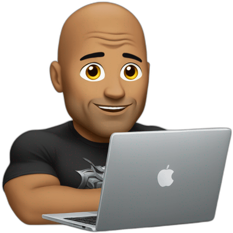 the rock with a laptop emoji