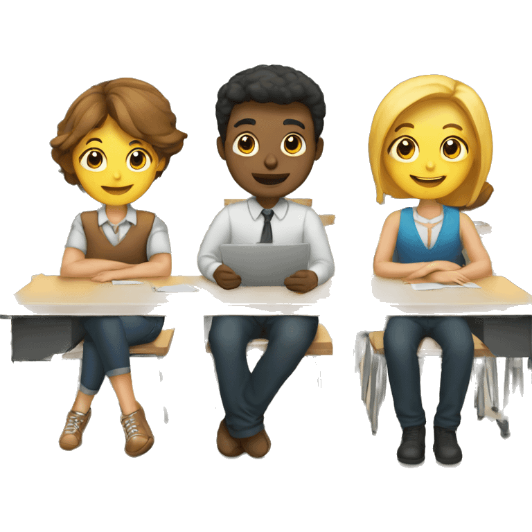 3 people around in classroom emoji