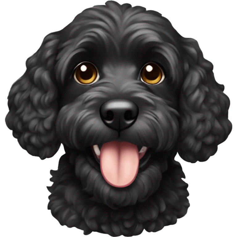 Black cockapoo with old boot in mouth emoji