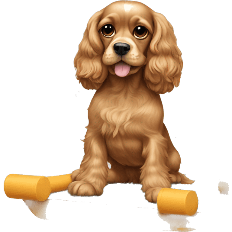 cocker spaniel doing pilates emoji