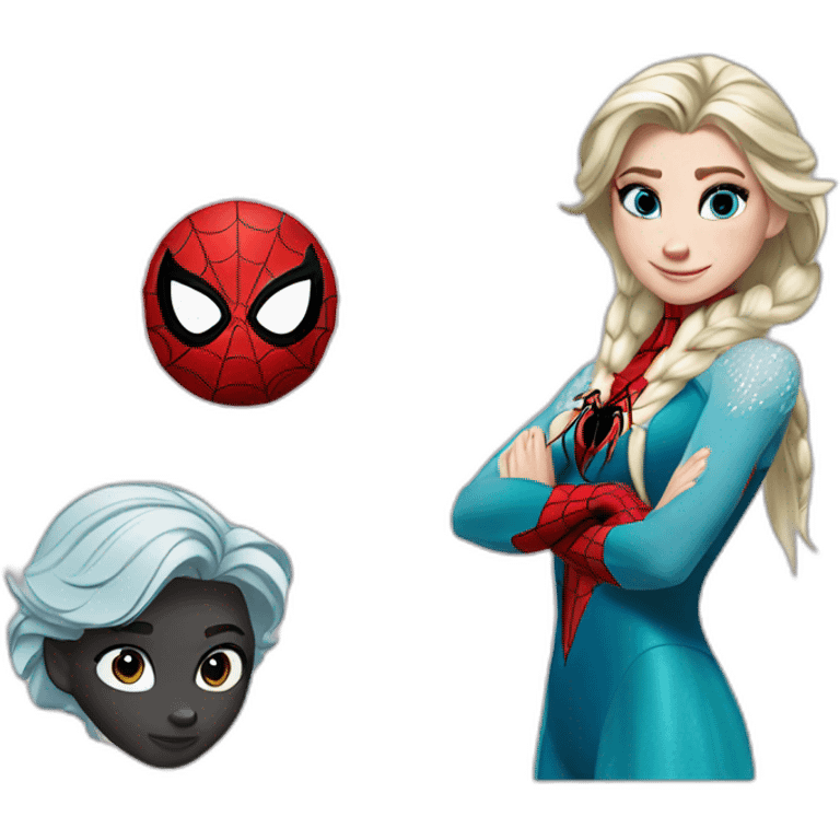 Elsa with spider man mask emoji