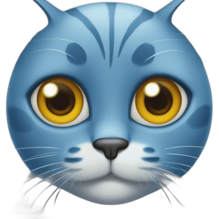 Blue cat with Chinese eyes emoji