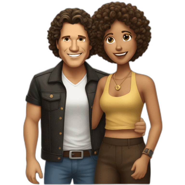 Carlos vives and brown woman with shott curly hair emoji