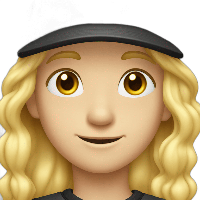 blond boy with rays in his eyes and black cap emoji