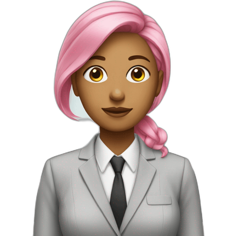 young woman in office suit, pink hair emoji