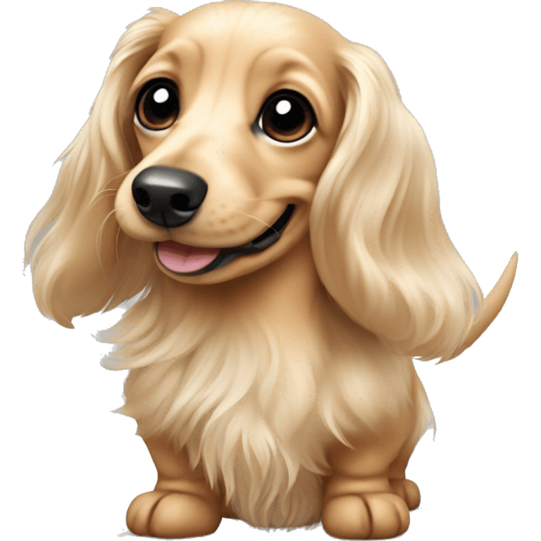 Mini long haired cream dachshund puppy smiling emoji