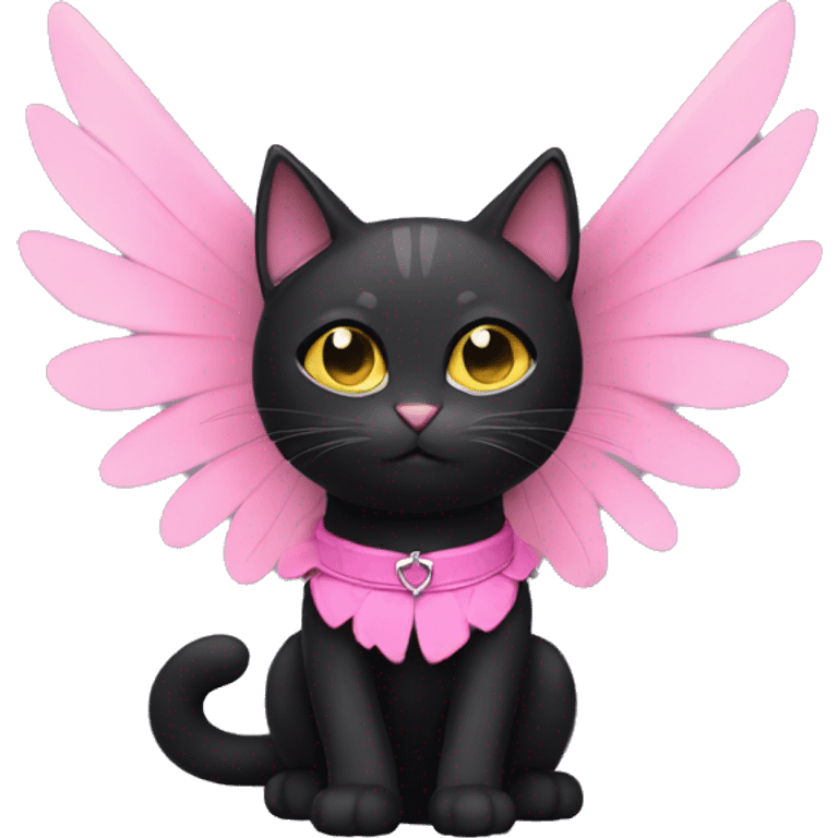 Black Cat with wings and pink collar emoji