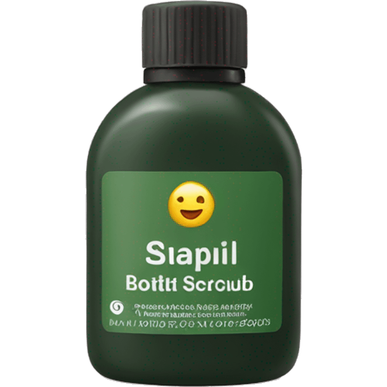 bottle of scalp scrub with label emoji