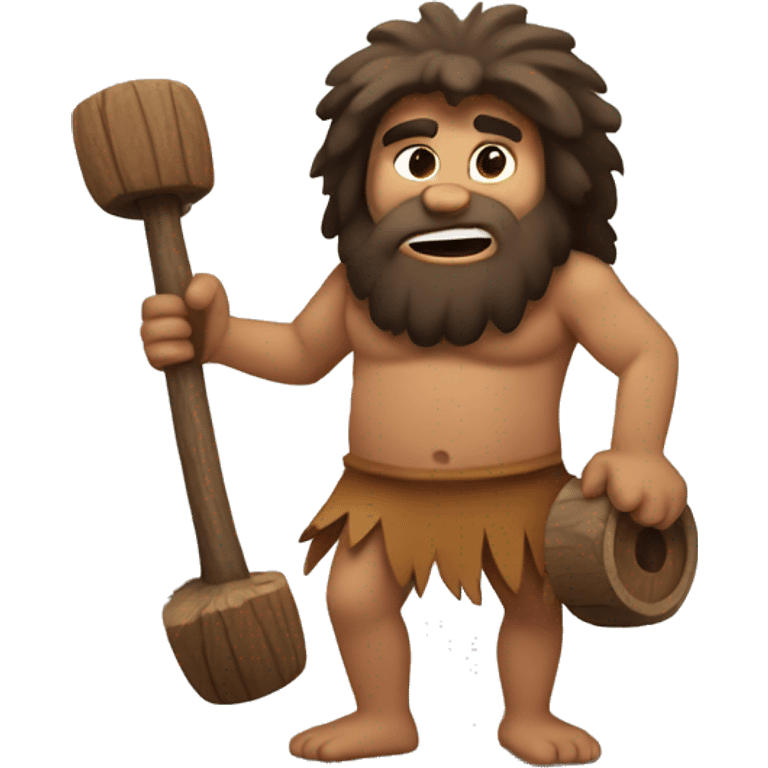 caveman with wooden wheels emoji