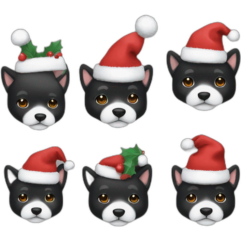 Black shiba wear Christmas cap emoji