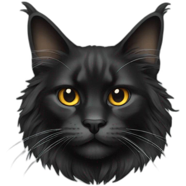 Black smoked maine coon head emoji